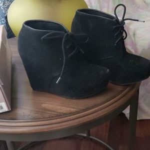 Black Wedge Booties